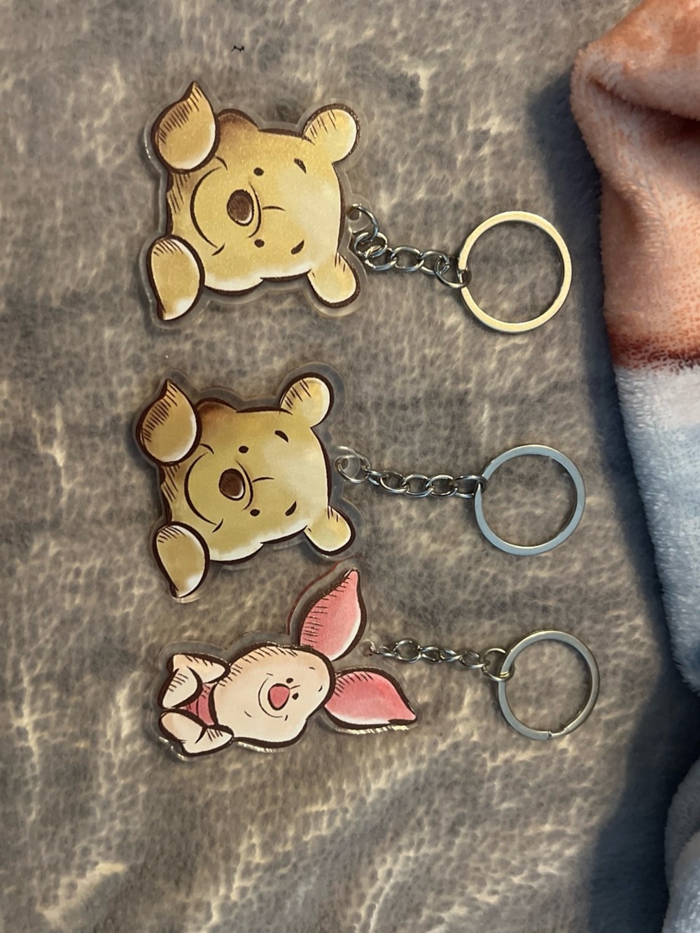 Winnie-the-Pooh & Piglet Plush-Style Keychain Set - Yellow & Pink